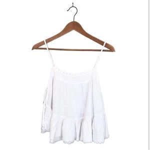 Seersucker Cropped White Tank From Aerie